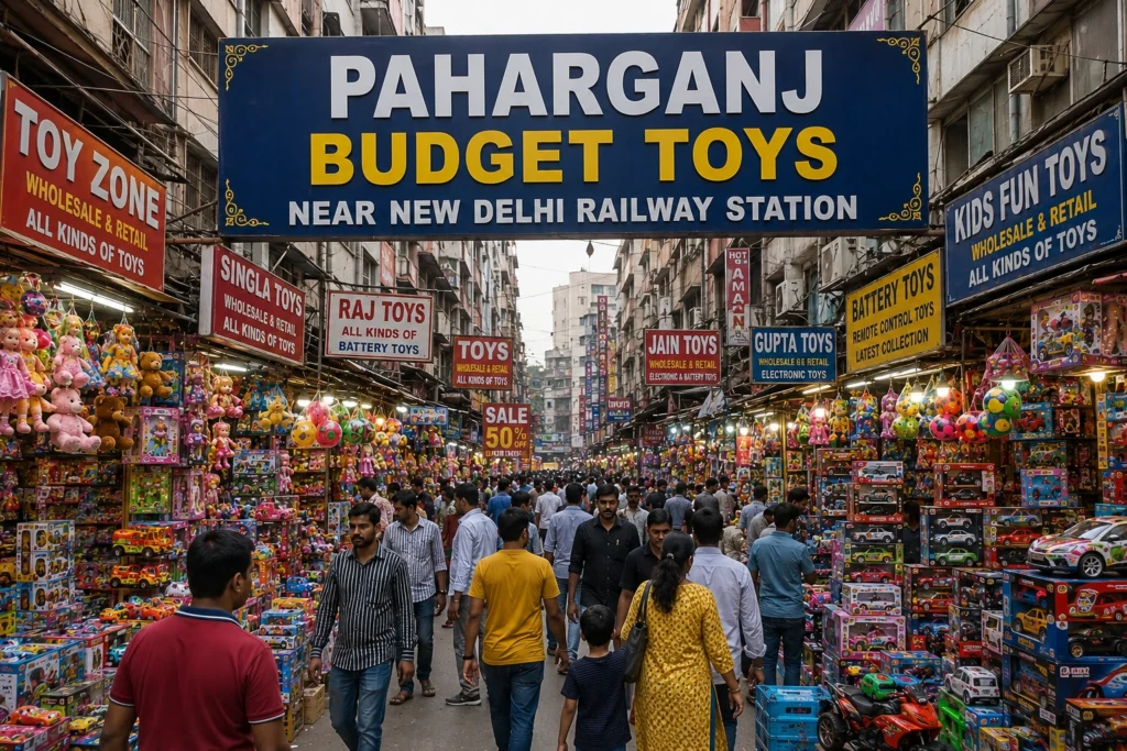 Colourful toy market in Paharganj